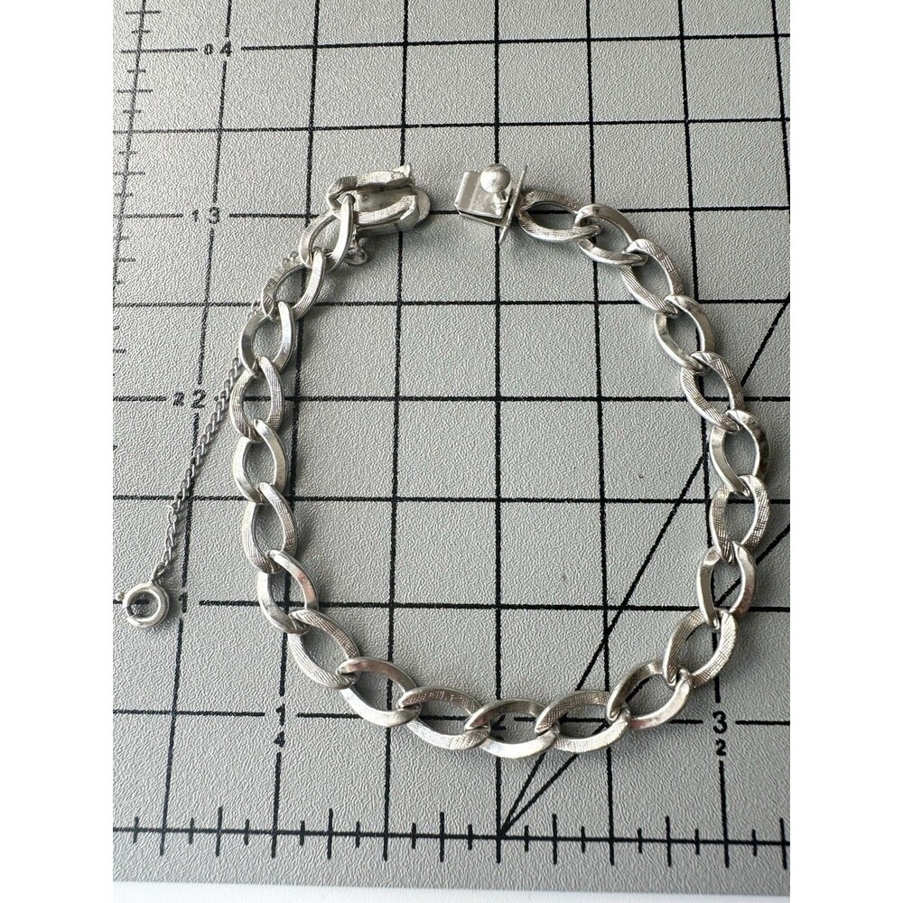 Vintage Beau Sterling Silver 925 Signed Link Chain Bracelet Size 7.5”